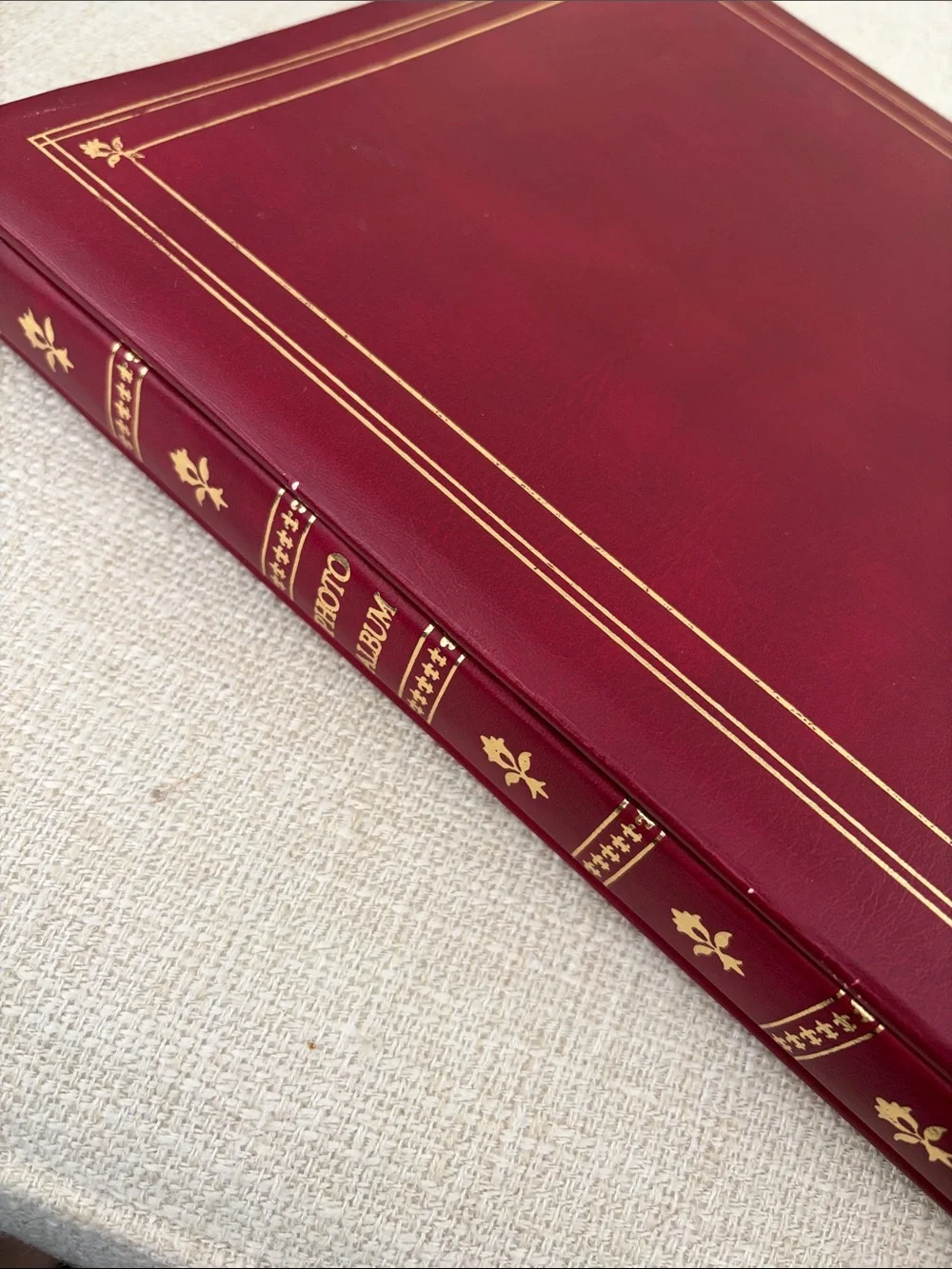 Classic Red Photo Album with Gold Accents